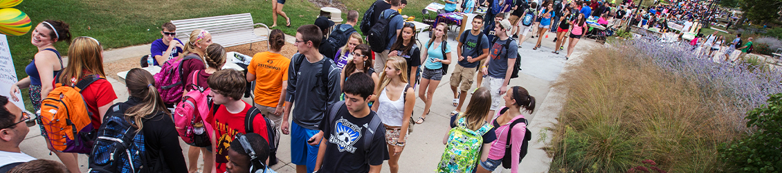 students gathering outside